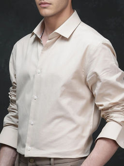 Rare Rabbit - Men Beige Solid Casual Shirt