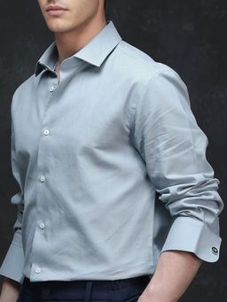 Rare Rabbit - Men Blue Solid Casual Shirt