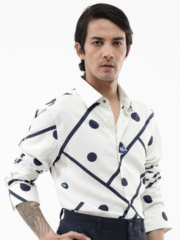 Rare Rabbit - Men Navy Blue Printed Party Shirt