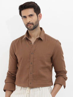 Rare Rabbit - Men Brown Solid Casual Shirt