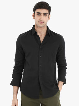 Rare Rabbit - Men Black Solid Casual Shirt