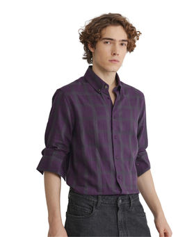 Rare Rabbit - Men Purple Checks Casual Shirt