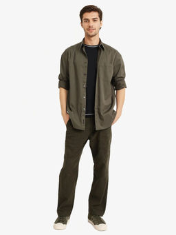 Rare Rabbit - Men Olive Solid Casual Shirt