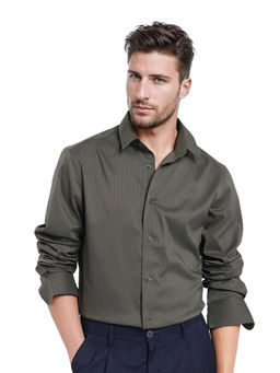 Rare Rabbit - Men Olive Stripes Formal Shirt