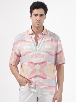 Rare Rabbit - Men Pink Printed Casual Shirt
