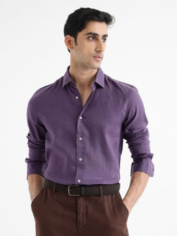 Rare Rabbit - Men Purple Solid Casual Shirt