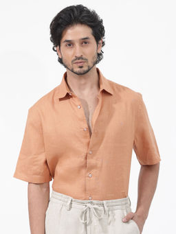 Rare Rabbit - Men Orange Solid Casual Shirt
