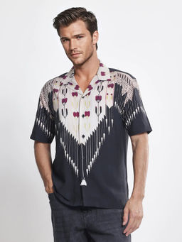 Rare Rabbit - Men Multi-Color Abstract Casual Shirt