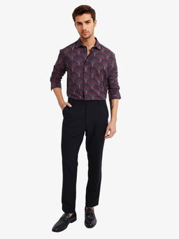 Rare Rabbit - Men Maroon Abstract Party Shirt