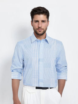 Rare Rabbit - Men Blue Stripes Casual Shirt