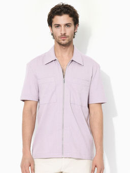 Rare Rabbit - Men Purple Textured Casual Shirt