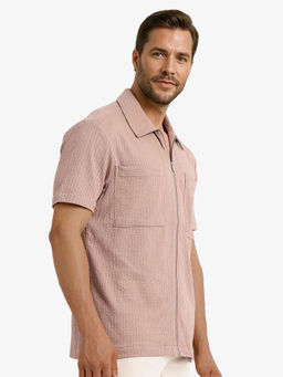 Rare Rabbit - Men Peach Textured Casual Shirt
