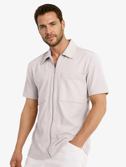 Rare Rabbit - Men Lavender Textured Casual Shirt