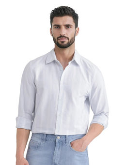 Rare Rabbit - Men Blue Stripes Casual Shirt