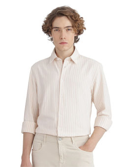 Rare Rabbit - Men Pink Stripes Casual Shirt