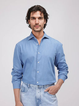Rare Rabbit - Men Blue Solid Casual Shirt