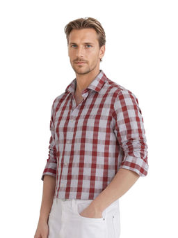Rare Rabbit - Men Red Checks Casual Shirt