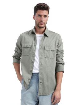 Rare Rabbit - Men Green Solid Casual Shirt