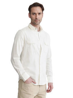 Rare Rabbit - Men Off White Solid Casual Shirt