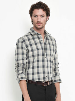 Rare Rabbit - Men Grey Checks Casual Shirt