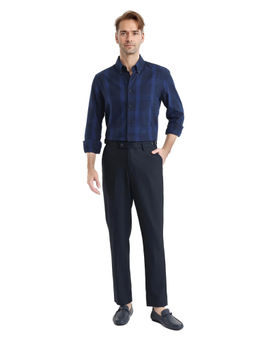 Rare Rabbit - Men Navy Blue Checks Casual Shirt