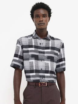 Rare Rabbit - Men Black Geometric Casual Shirt