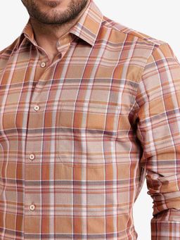 Rare Rabbit - Men Orange Checks Casual Shirt