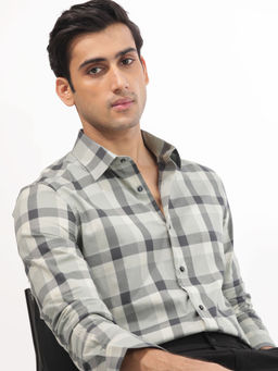 Rare Rabbit - Men Grey Checks Casual Shirt