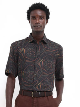 Rare Rabbit - Men Black Abstract Casual Shirt