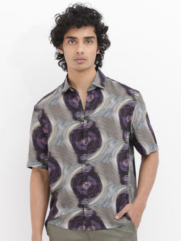 Rare Rabbit - Men Olive Abstract Casual Shirt