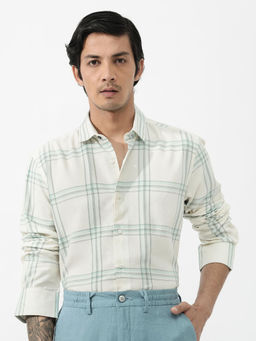 Rare Rabbit - Men Off White Checks Casual Shirt