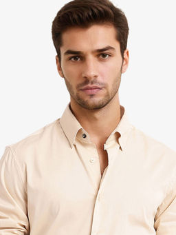 Rare Rabbit - Men Peach Solid Casual Shirt