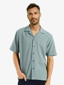 Rare Rabbit - Men Green Stripes Casual Shirt