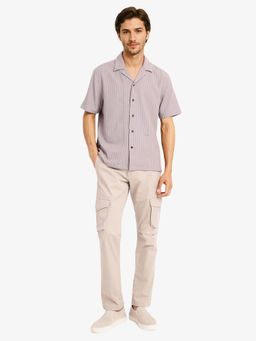 Rare Rabbit - Men Purple Stripes Casual Shirt