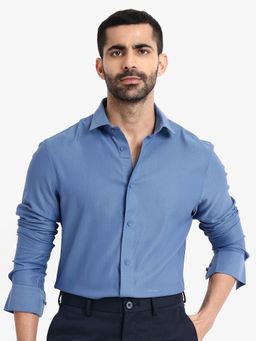 Rare Rabbit - Men Blue Solid Casual Shirt