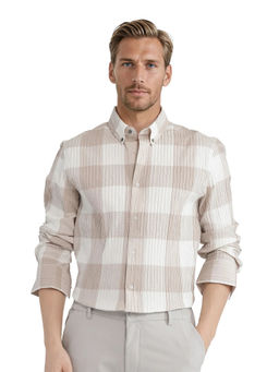 Rare Rabbit - Men Off White Checks Casual Shirt