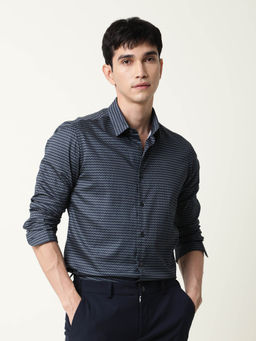 Rare Rabbit - Men Grey Self Design Casual Shirt