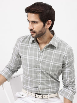 Rare Rabbit - Men Grey Checks Casual Shirt