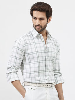 Rare Rabbit - Men Off White Checks Casual Shirt