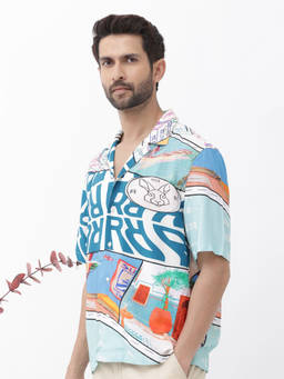 Rare Rabbit - Men Multi-Color Abstract Casual Shirt