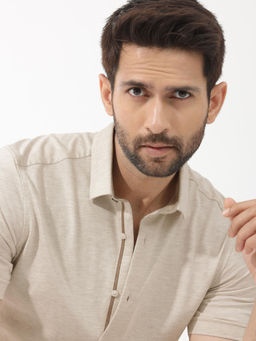 Rare Rabbit - Men Beige Solid Casual Shirt