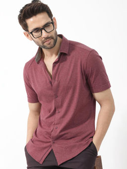 Rare Rabbit - Men Maroon Solid Casual Shirt