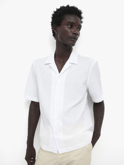 Rare Rabbit - Men White Stripes Casual Shirt