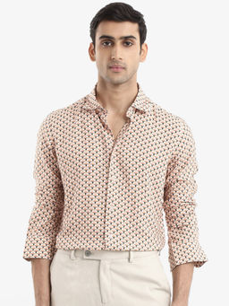Rare Rabbit - Men Beige Printed Casual Shirt