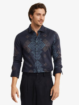 Rare Rabbit - Men Navy Blue Printed Casual Shirt