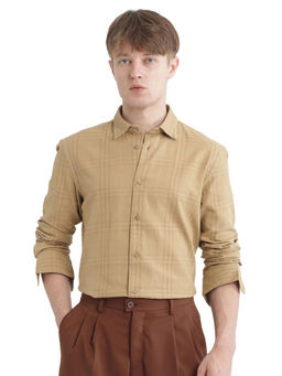 Rare Rabbit - Men Brown Checks Casual Shirt