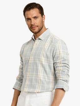 Rare Rabbit - Men Blue Checks Casual Shirt