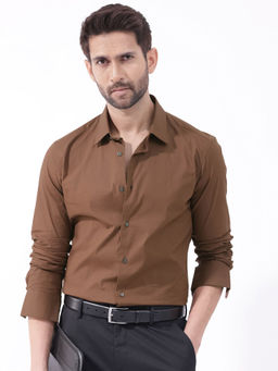Rare Rabbit - Men Brown Solid Casual Shirt