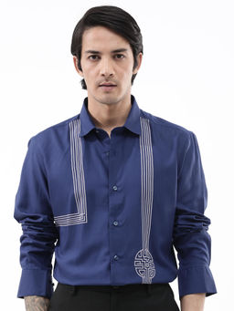 Rare Rabbit - Men Navy Blue Printed Casual Shirt