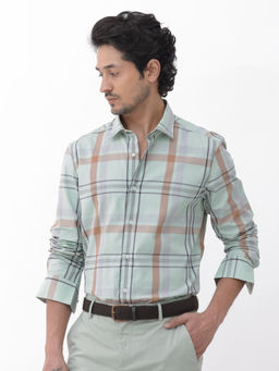 Rare Rabbit - Men Green Checks Casual Shirt